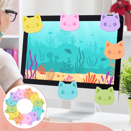 Yinder 24 Pads Cat Sticky Notes Cute Kawaii Cartoon Memo for School | Animal Theme Memo Notepad, Self Adhesive for Office School, Fun Gift for Veterinary Valentine Party Supplies Decor - style: Novelty Cat