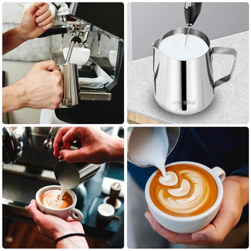 Milk Frothing Pitcher, Espresso Steaming Pitcher 12oz,Espresso Machine Accessories,Stainless Steel Milk Coffee Cappuccino Barista Steam Pitchers Milk Jug Cup with Decorating Pen Latte Art - size: 12 Ounces
