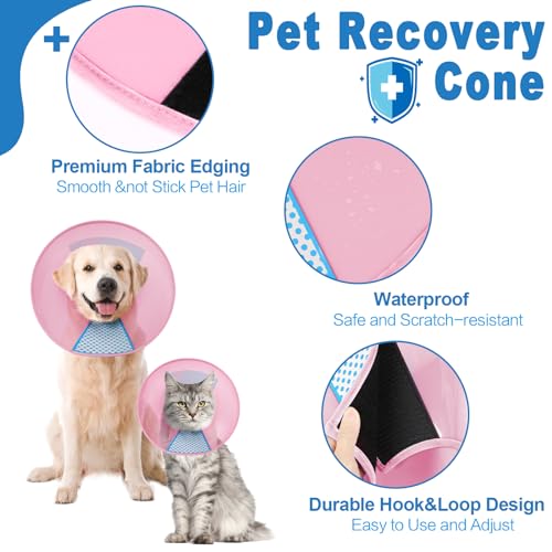 Supet Dog Cone Collar Adjustable After Surgery, Comfortable Pet Recovery Collar & Cone for Large Medium Small Dogs, Elizabethan Dog Neck Collar Plastic Practical - color: Pink, size: L(Neck: 14.0~17.5")