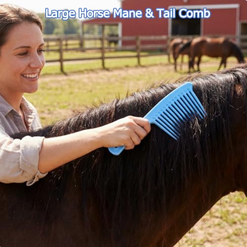 Horse Grooming Kit, 13-Piece Horse Brush Set with Organizer Bag Complete Care, Mane Braiding Kit, Brushes & Curry Comb for Effective Grooming, Ideal Supplies Set for Horses Riders Beginners