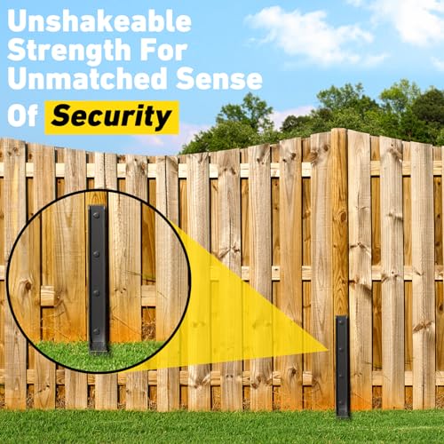 2-4-6-8 Pack Fence Post Repair Kit,Heavy Duty Fence Post Repair Stakes,Thicker Fence Post Anchor Ground Spike,Fence Post Stakes for Repair Broken/Tilted Fence Post(Black)