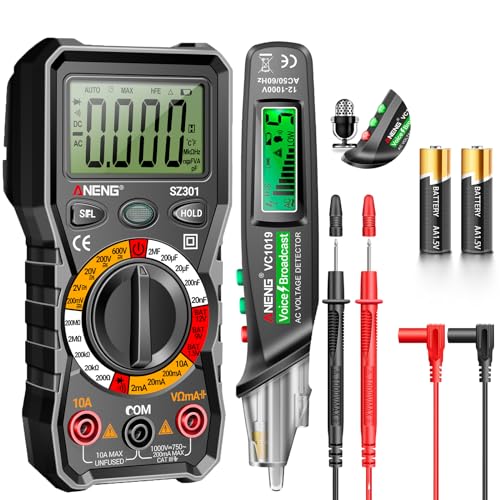 ANENG Multimeter Tester,Non Contact Voltage Tester,Amp Ohm Volt Meter,Voice Broadcast Voltage Tester Pen,Measures Current, AC/DC Voltage,Capacitance, Resistance, Continuity Diodes Electrical Tools