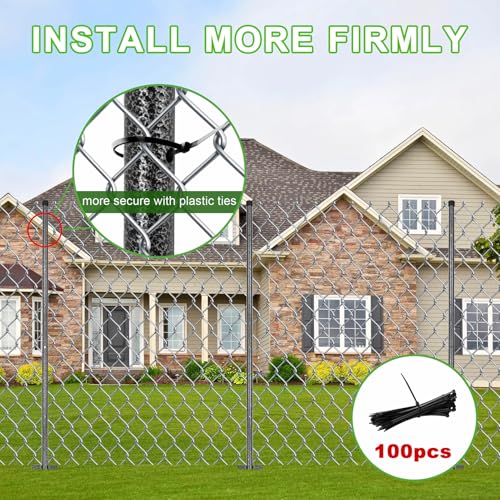 6.7FT T Posts for Fencing, 8 Pack Metal Fence Poles with Threaded Splice Design & 100 Zip Ties, No Dig Steel Fence Stakes for Garden, Farm and Animal Barrier - size: 6.7 FT