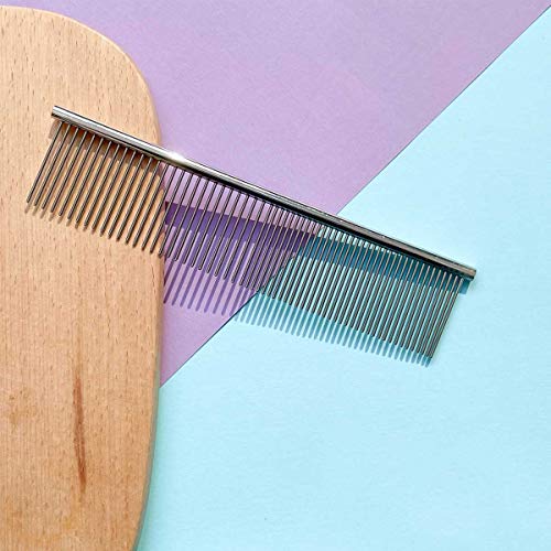 Stainless Steel Pet Grooming Comb with Rounded Ends - Professional Tool for Long and Short-Haired Dogs, Cats and Greyhounds