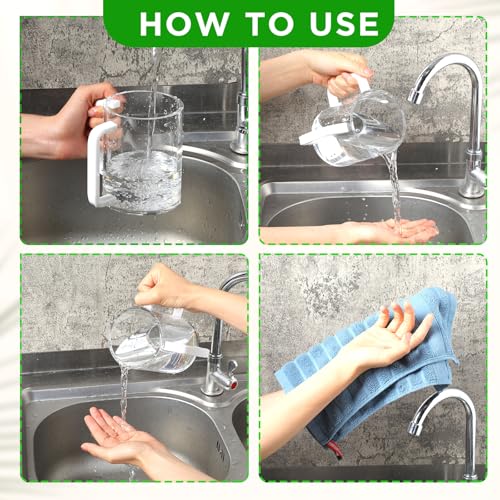 2 Pcs Judaica Hand Washing Cup with Dual Handles for Netilat Yadayim 5" Acrylic Clear Negel Vasser Jewish Ritual Kohanim Holiday Gifts(White Handle)