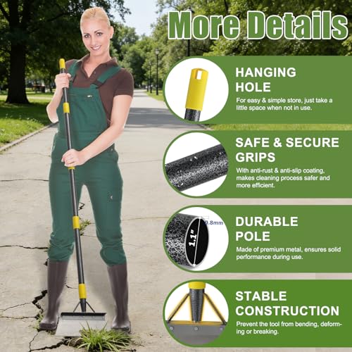 Floor Scraper Long Handle Heavy Duty, 60" Metal Ice Scraper for Driveway, Multifunctional Weed Scraper for Weed Cleaning Edging Trenching & Removing Snow Ice Dirty Moss - size: 60 inch