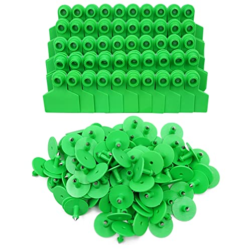 Blank Ear Tags 100 Pieces Livestock Identification Cards Blank Livestock Ear Tags for Cattle Cow Pig Goat Sheep Dog (Green) - color: Green