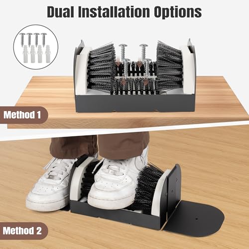 Portable Boot Scrubber with Fold-Out Footboards | No Mounting Required Heavy-Duty Mud Scraper for Work Boots & Outdoor Shoes - color: Boot Scraper With Footboard
