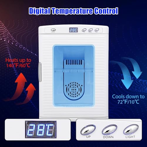 25L Reptile Egg Incubator with Temperature Control (10°c - 60°c), Portable Digital Cooling & Heating Lab Incubator for Small Reptiles, 12V/110V Compatible（White） - color: White