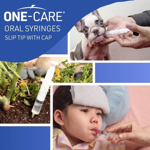 ONE-CARE 60ml Oral Syringe w/Cap, Slip Tip Liquid Dispensers, 25/Box | Precise Dosing, Infants-Oral Feed, Accurate Graduation, Individually Wrapped, Food-Grade Plastic, Adult & Pet - size: 60ml