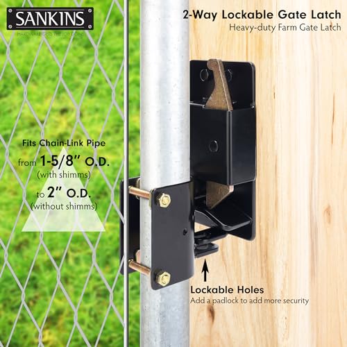 2 Way Heavy Duty Lockable Gate Latch, Black Anti-Sag Farm Gate Latch, Two-Way Livestock Gate Latch Hardware for Farms, Metal Gates, Ranches, Pet Cages, Fences, Stables, 1 pcs