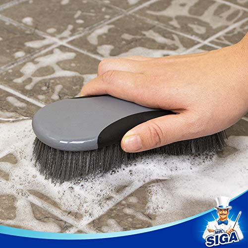 MR.SIGA Multi Purpose Heavy Duty Scrub Brush - Pack of 2 | Strong bristles with effective scrubbing power, ideal for kitchen, bathroom, shower and everyday household cleaning. - color: Gray & Black