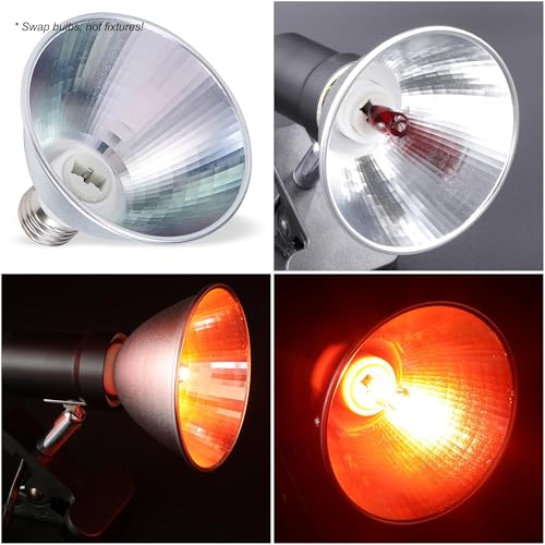 Heat Lamp for Chickens Coop Tiny Chick Brooder, Infrared Flood Light Red Bulbs Replaceable E26 Base 50 Watt Chick Heater for Reptile Pets Duckling Poultry Livestock