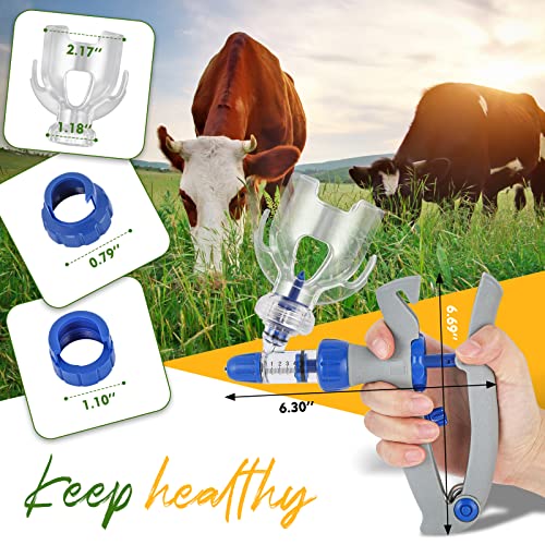 NEWTRY 5ml Livestock Syringe Adjustable Continuous Syringe with 10 Needles | Semi Automatic Syringe Adjustable Poultry Gun Stainless Steel with 10 Needles for Horse Sheep Cattle
