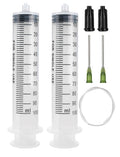 2 Pack 100ml Syringes with 55.1 Inch Tube and Needles 14G 1.5”, Sterile Syringe Individually Packaged for Labs, Liquid Measuring,Oil or Glue Applicator - style: 100 ml