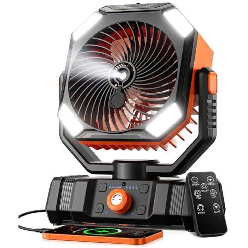 Portable Misting Fan with 20000mAh USB Rechargeable Battery, 250mL Water Tank & LED Lantern – Cooling Fan with Mister for Camping, Home, Tent, Beach, Picnic, Barbecue, Outdoor & Indoor Use