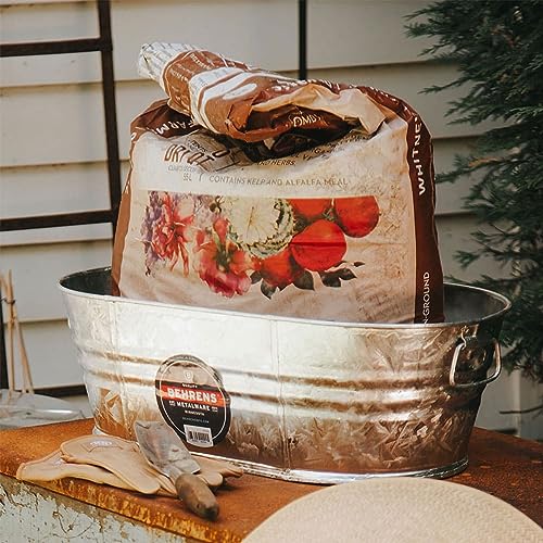 Behrens 16 Gallon Round Galvanized Weatherproof Steel Tub with Wire Handle and Offset Bottom for Indoor Home and Outdoor Garden Use, Silver - size: 16 gallon