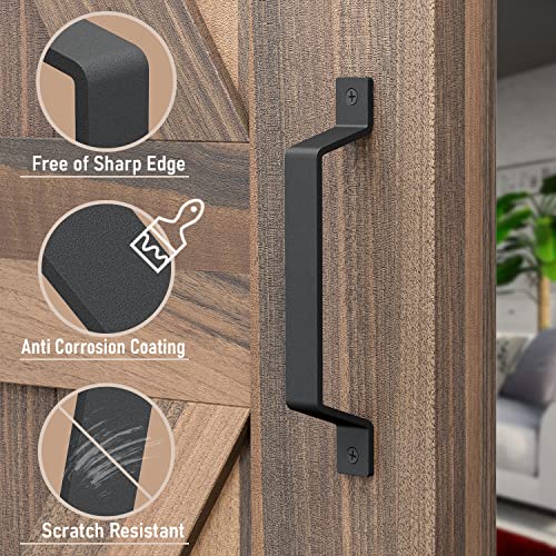 8" Barn Door Handles - Gate Pulls for Wooden Fences Shed Garage Sliding Door - Pull Handle Rustic Farmhouse Industrial Style - Outdoor Indoor Exterio Interior Pulls - Black - Set of 2
