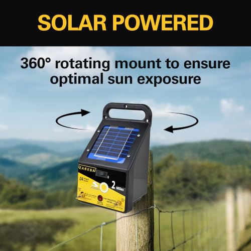 Zareba Solar Powered Low Impedance Electric Fence Charger - 2 Mile Solar Powered Electric Fence Energizer, Contain Small Animals and Keep Out Predators - ESP2M-Z