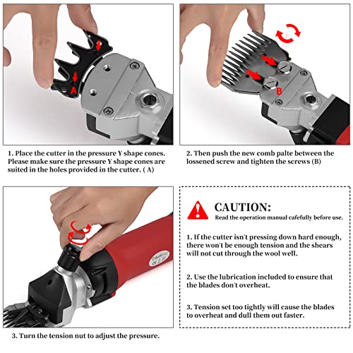 DUCKBOY Heavy Duty Sheep Clipper & Shearing Machine, 380W, Goats, Cattle | Ideal for sheep, goats, cattle & thick-haired dogs. 380W motor for farm grooming. Durable steel blades for clean shearing - size: 380W Sheep Clipper