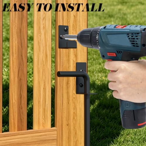 Heavy Duty Cane Bolt Gate Drop Rod, 18" Black Gate Latches Hardware for Wood Fence/Metal/Vinyl/Double Gates, Outdoor Gate Ground Latch Drop Rod with Mounting Screws, 1 Pack - size: 18 Inch