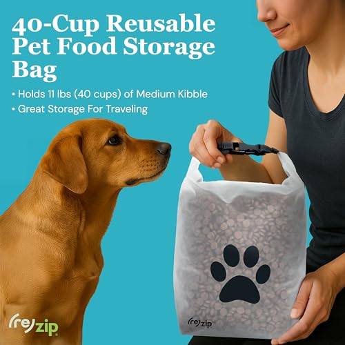 (re)zip Large Pet Food Travel Bag & Kibble Carrier, 40-Cup Roll Top Magenta | Water-resistant, BPA-free, food-grade. Freshness seal for camping, boarding and travel. Holds up to 11 lbs of kibble. - color: Magenta, size: 40 Cup