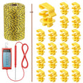 Zonon 24 Pcs Electric Fence Kit Include 656 ft Electric Fence Polywire and Fences Voltage Tester and T-Post Insulatorand 4ft Ground Rod with Attached Wire Clamp for Electrical Fences Farms