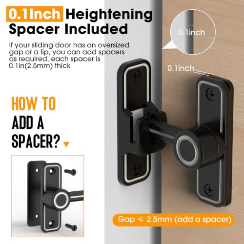 Sliding Barn Door Lock, 90 Degree Locks, 4 Pack-Luminous Black | Flip Gate Latches for Garden, Bathroom, Outdoor, Garage, Window, Barn Doors - color: 4 Pack Luminous Black