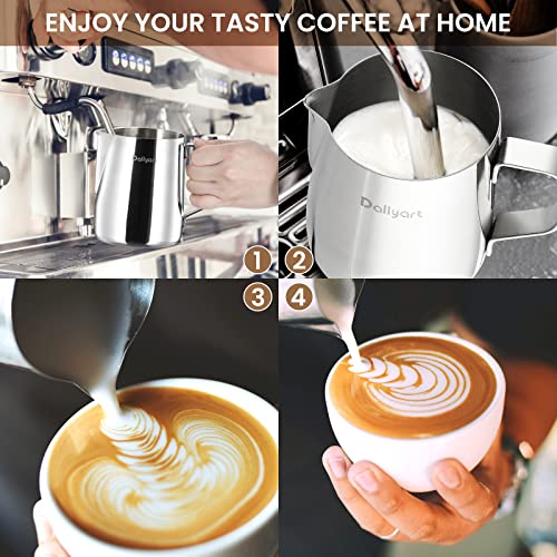 Milk Frother Cup - Dailyart 20oz/600ml Milk Frothing Pitcher Latte Art Tool | 304 Food Grade Stainless Steel Milk Steamer Cup, Espresso Machine Accessories Barista Milk Pitcher for Home, Coffee Shops - size: 20 Ounces
