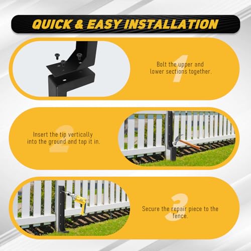 4x4 4 Pcs Fence Post Repair Kit 4x4 Separation Thicker Fence Post Anchor | Heavy Duty Thickened Fence Post Anchor Ground Stakes for Repair Tilted Broken Leaning 4x4 Wooden Posts