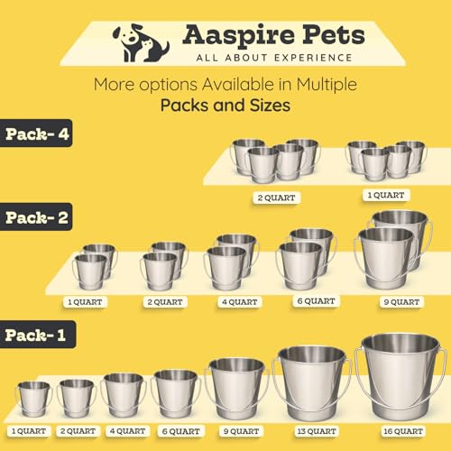 13 quart Heavy Duty Stainless Steel Round Bucket with Handle | 3.25 gal Sturdy Food & Water for XXL Dogs Goats sheep Horse & Livestock | Fits kennel Crate Cage Farm | Hanging Utility Pail - size: 13 Quarts