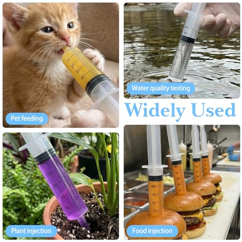 20 Pcs 60ml Syringe with Cap, Plastic Large Syringes for Liquid | Individually Wrapped, Measurement Syringes, without Needles, for Pet Feeding, Scientific Labs, Glue Applicator
