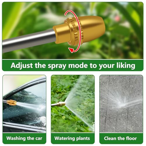 Hose Sprayer Nozzle Heavy Duty, High Pressure Hose Nozzle Water Adjustable Spray Gun Metal Brass Hose Attachment for Washing car, Cleaning, Watering Plants, lawn, Outdoor Gardening. - color: Silvery