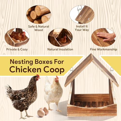 Chicken Nesting Boxes, 3 Pack Wall-Mounted Wooden Nesting Box,Specialized for Chicken Coops, Features a Cozy & Private Laying Space, Suitable for Chickens, Ducks and Other Poultry - color: 3 Pack