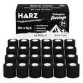 HARZ Self Adhesive Bandage Wrap – 24 Pack 2" 5yds Elastic Wrap Bandages – Stretch Non-Woven Color Tape Rolls – Athletic Cohesive Tape for Sports, Vet, Ankle, Wrist Wrapping (24 Pack Black, 2 Inch) - color: 24 Pack Black