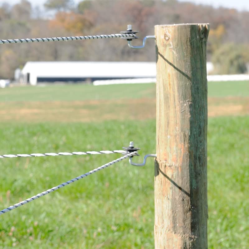 Premier 1 Rotating Wood Post Insulators for Electric Fence | Package of 10 | Allows conductors to flow around corners as tension changes. 2" zinc-plated shaft. Screws to wood posts or trees. Black HDPE.
