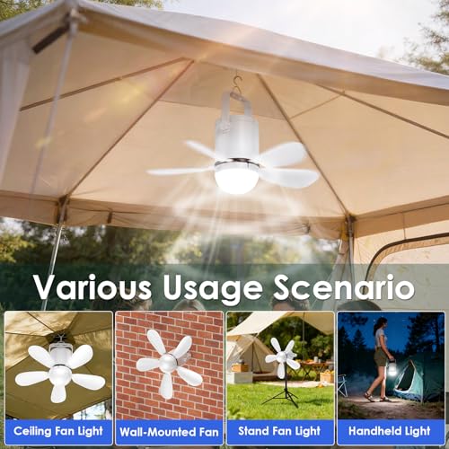Solar Ceiling Fan Light, Portable Solar Powered Gazebo Fan Light for Outside, Rechargeable Battery Camping Fan Light with Remote, for Outdoor Canopy Tent RVs Porch Patio Greenhouse Pergola - size: 17" Ceiling Fan L