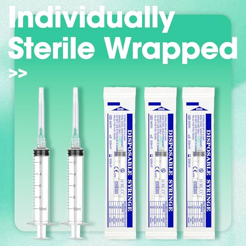 10mL/cc Disposable Luer Lock Syringe 21G 1.5 inch for Lab Use, Individually Wrapped, Pack of 50 - style: 10ml-21G-1.5" (Luer Lock)