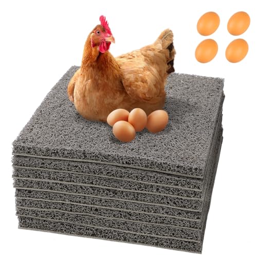 Washable Nesting Pads for Chicken Coop – 8 Pack 12x12 Inch Reusable Chicken Nesting Mats with 4 Fake Eggs, Easy Clean & Durable Laying Box Accessories for Hens (Gray) - color: Gray-8pcs
