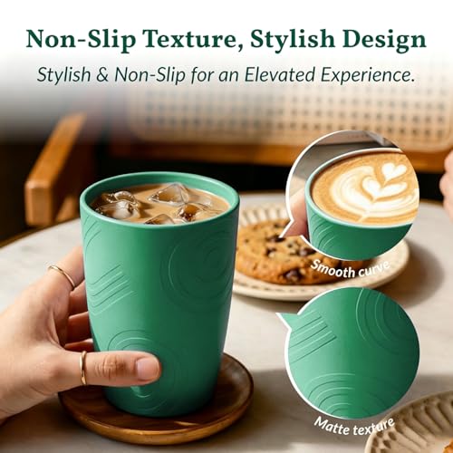 Homienly Cups for Drinking 12oz Daily Use Cups Dishwasher Safe Plastic Cups Alternative Stackable and Lightweight Reusable cups for Family Use-Forest Series - color: Green Series, size: 12 Ounces