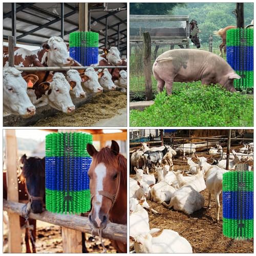 Livestock Scratching Brush Green Upgraded Large Goat Brush Cow Scratcher Brush Anti-Itch Tool Massage Grooming Cattle Brush With 12 Screws For Horses，Goat,Cattle,Cow,Sheep, Pigs（2pack） - size: 2 pack