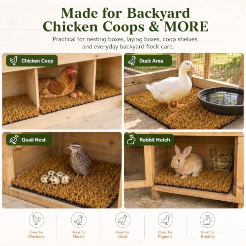Chicken Nesting Pads, 12x12 Washable Artificial Grass Mat for Chicken Coop, Reusable Pet Garden Turf with Rubber Backing (8 PCS Brown) - color: 8 PCS Brown