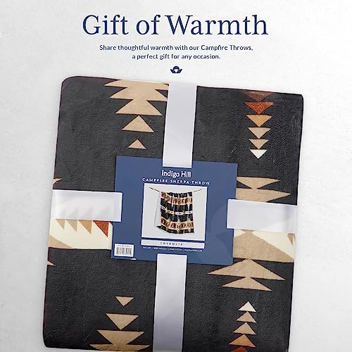 Paseo Road Indigo Hill by HiEnd Accents Yosemite 54x68 Throw Blanket | Aztec Tribal Navajo Print, Western Southwestern-Style Sherpa Fleece Blanket for the Couch, Sofa, Bed, or Camping - color: Yosemite Aztec