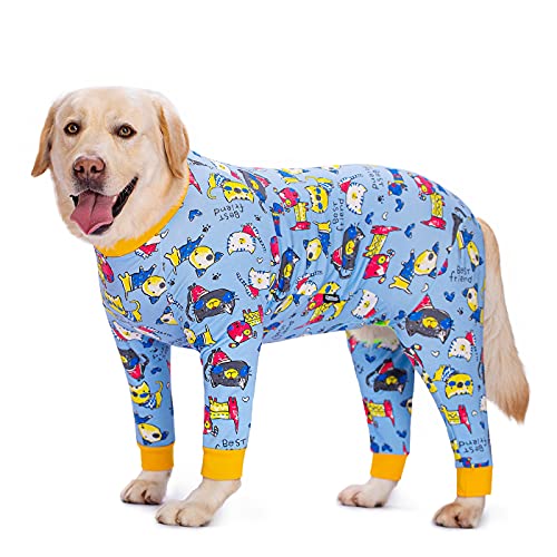 Dog Surgery Recovery Suit Female Male for Dogs After Surgery Medium Large Dogs Onesie Dog Pajamas Pjs Clothes (Blue Cartoon, 30 (Chest 29.92 in | Backlength 19.69 in)) - color: Blue cartoon, size: 30 (Chest 29.92 in | Backlength 19.69 in)