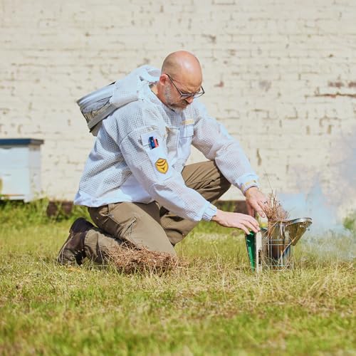 Sting Stopper Ventilated Beekeeping Suit, Olive Green, 5X-Large | Removable Veil, Triple Layer Breathable, Full Body Protection, For Men & Women - color: Beekeeper White, size: 5X-Large