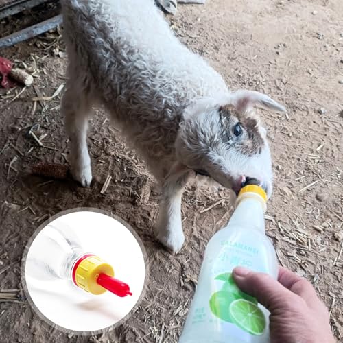 20 Pack Goat Lamb Nipples Soft Rubber Animal Milk Feeding Nipple | with Flutter Valve & Vent Leak-Proof Slow Flow Reusable Teat for Lambs Goat Sheep Pup Foal Calf Piglet, Screw On Soda Bottle - color: yellow