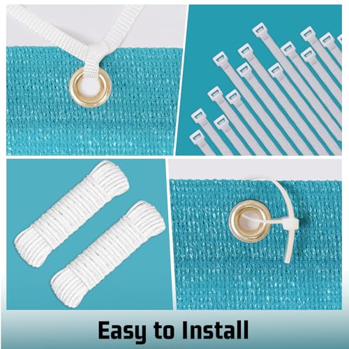 SUNNY GUARD Shade Cloth 6x8 FT HC-046 Sun Shade Cover Tarp, Turquoise | 90% UV Block HDPE Sun Shade Screen Fabric Tarp with Grommets for Pergola, Backyard & Garden, Custom Sizes - color: Turquoise, size: 0 6'×0 8'