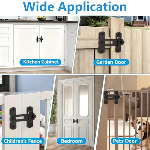 2 Pack Premium Barn Door Lock, 4-Inch Sliding Door Latch, Black | Rust & Scratch-Resistant, Easy Installation, Heavy Duty Hardware, Fits Barn, Bathroom, Garage, Cabinet Doors And More - color: Black
