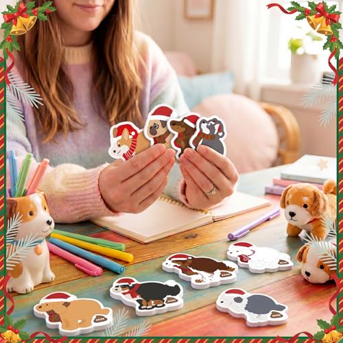 Yinder 24 Pads Dog Poop Sticky Notes Funny Christmas Party Gift | 12 Cute Puppy Designs with Memo Notes, Party Favors for Dog Lovers, Self Adhesive Tabs Office School Veterinary - style: Dog Poop
