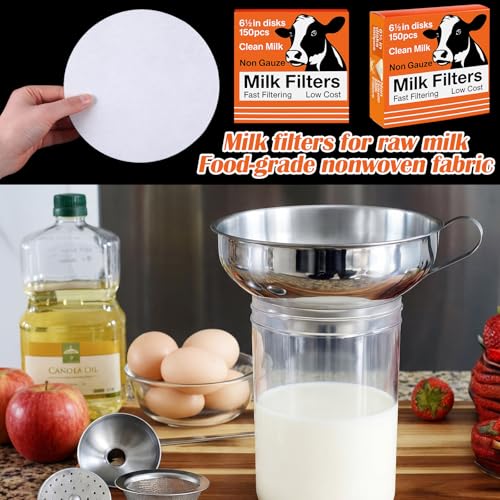 Hahafelt 300 Pack Milk Filter Discs for Raw Milk Strainer, 6-1/2 in Od Quick Flow Non-gauze Replacement Filter Discs for Strainer